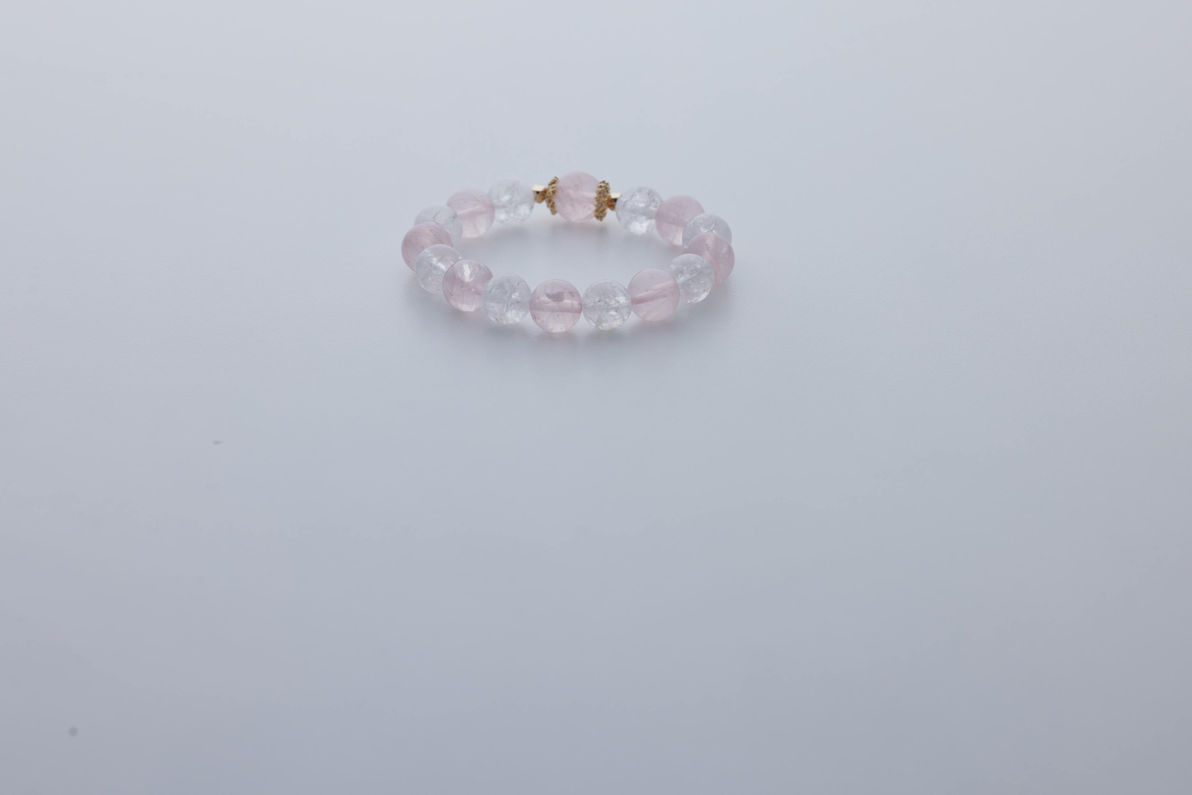 简约粉水晶设计款｜白水晶、粉水晶｜招桃花人缘脉轮：心轮