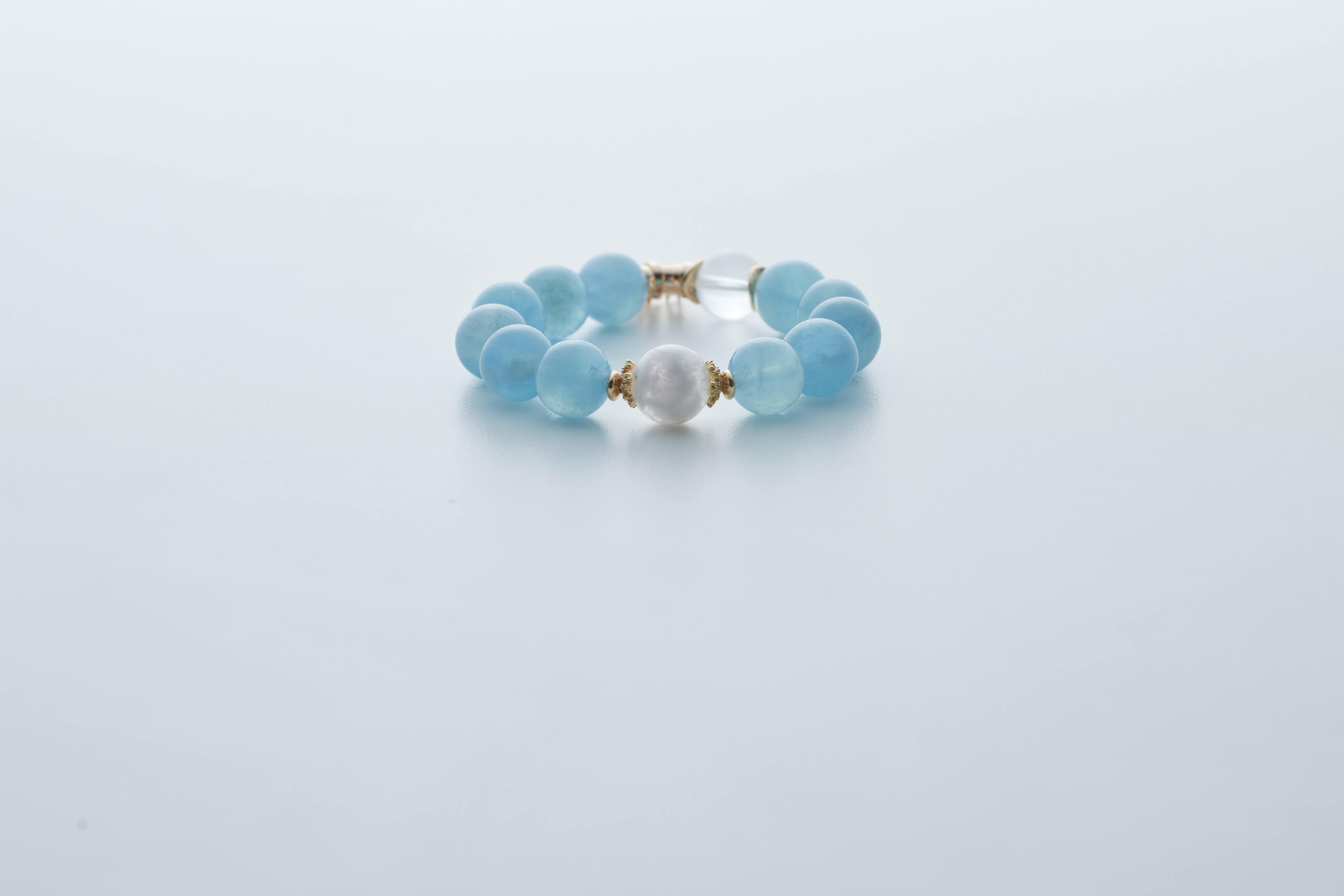 【天然海藍寶水晶手鏈｜海藍寶、白水晶、珍珠 ｜情緒療癒 × 溝通能量｜脈輪：喉輪