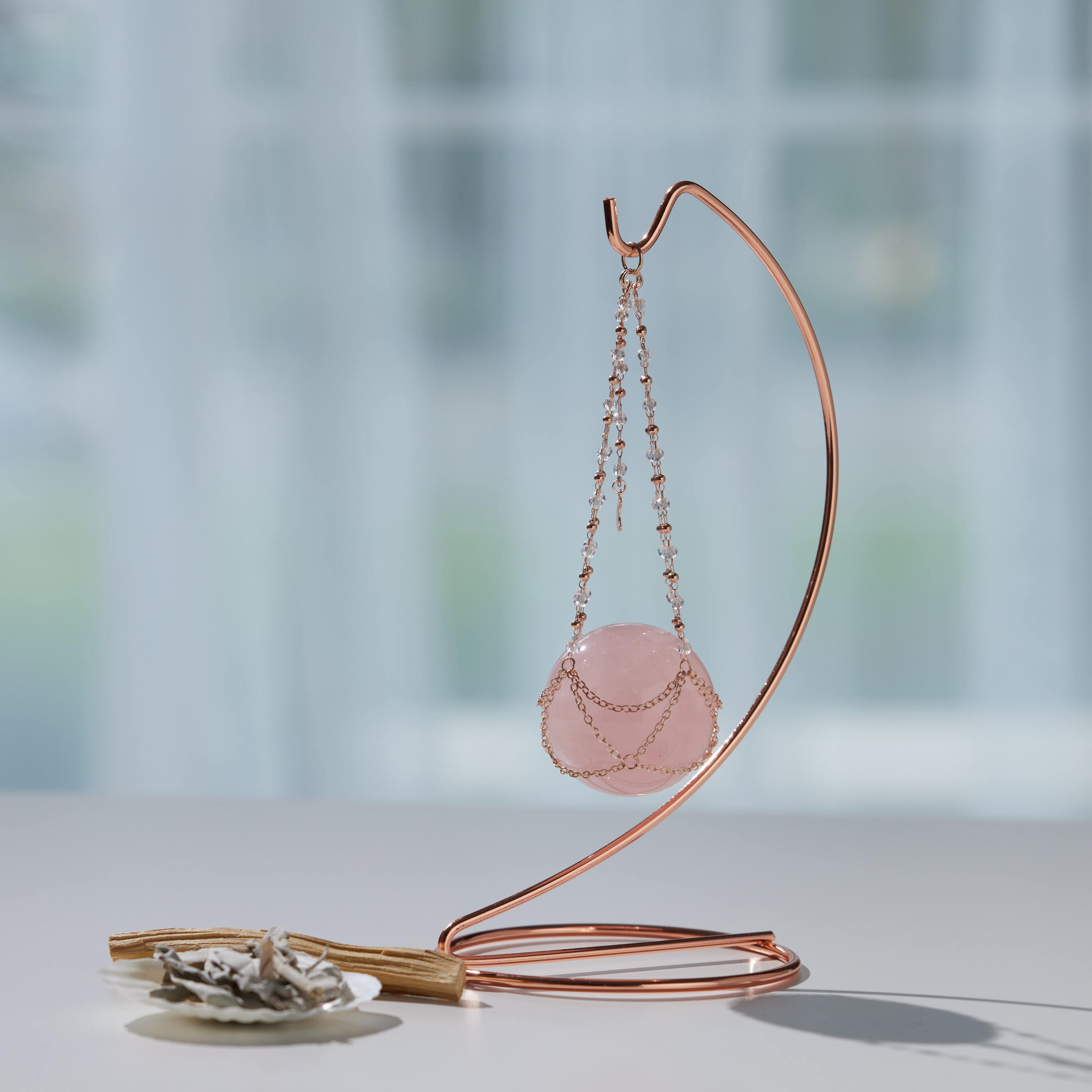 粉水晶「能量光球」｜擁有配的感！親自注入能量，看見光圈🤍 ｜組合贈送 淨化｜聖木、白鼠尾草、貝殼