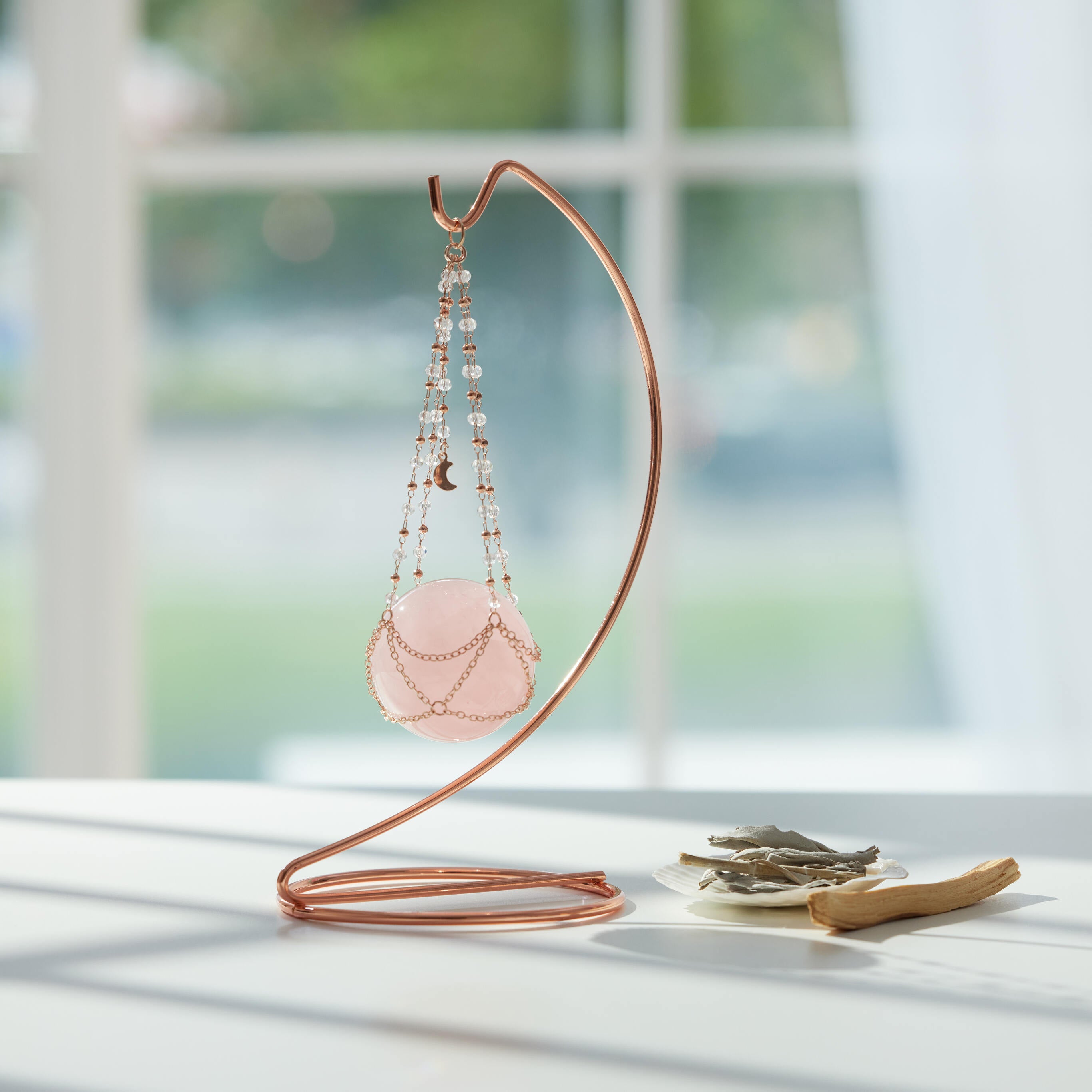 粉水晶「能量光球」｜擁有配的感！親自注入能量，看見光圈🤍 ｜組合贈送 淨化｜聖木、白鼠尾草、貝殼