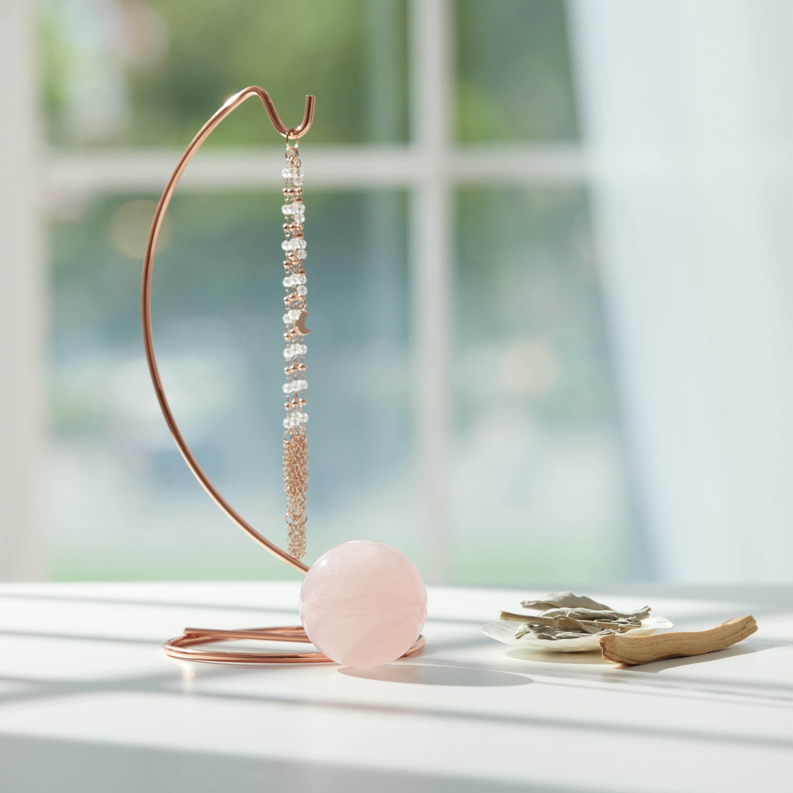 粉水晶「能量光球」｜擁有配的感！親自注入能量，看見光圈🤍 ｜組合贈送 淨化｜聖木、白鼠尾草、貝殼