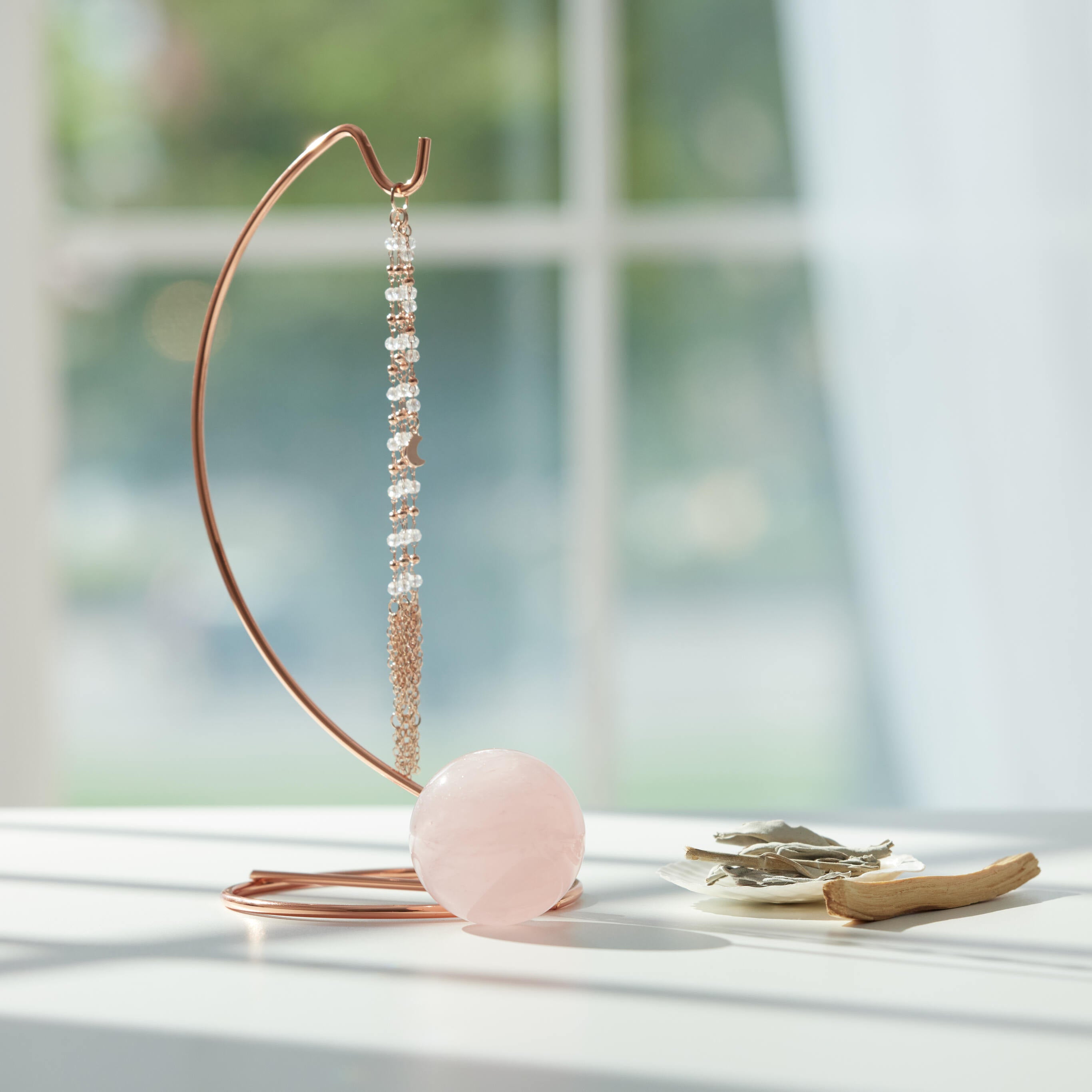 粉水晶「能量光球」｜擁有配的感！親自注入能量，看見光圈🤍 ｜組合贈送 淨化｜聖木、白鼠尾草、貝殼