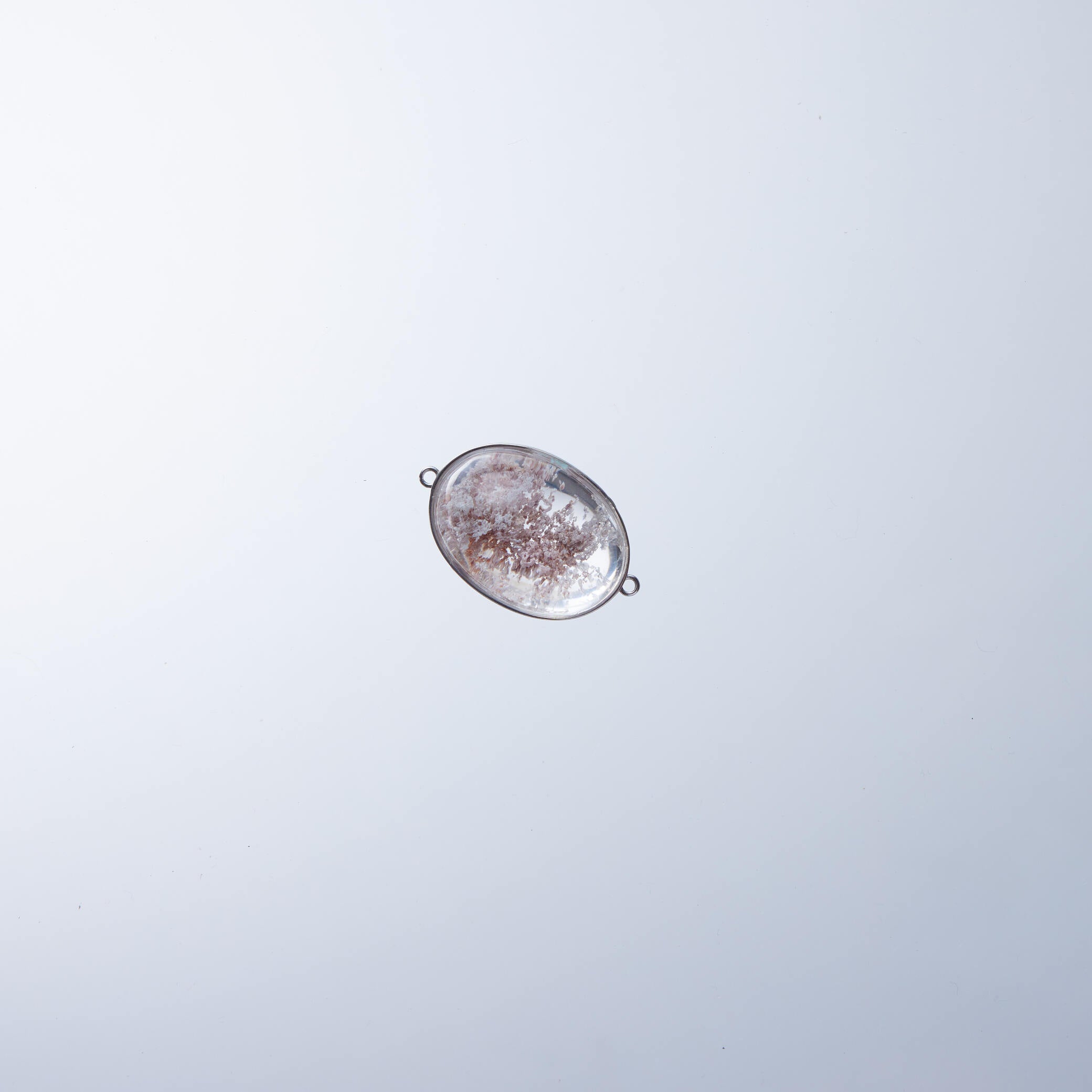 梦幻粉白幽灵共生矿｜水晶配件DIY水晶设计款「独一无二」稀缺纯银包边蛋面