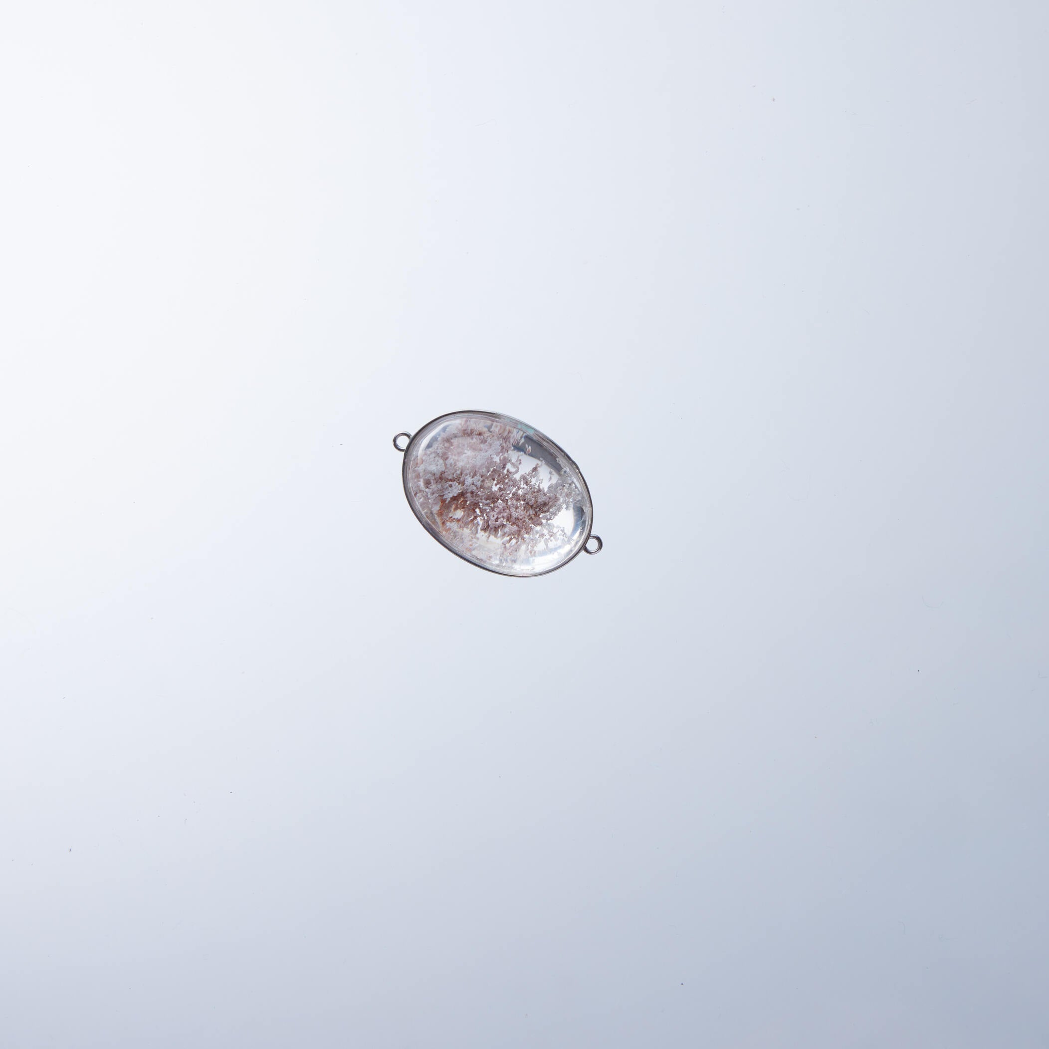 梦幻粉白幽灵共生矿｜水晶配件DIY水晶设计款「独一无二」稀缺纯银包边蛋面