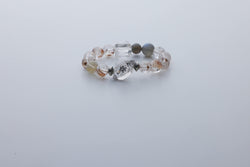 五行能量手串｜闪灵钻黑流沙双尖× 白水晶× 灰月光× 红胶花｜水× 金× 火三相补强