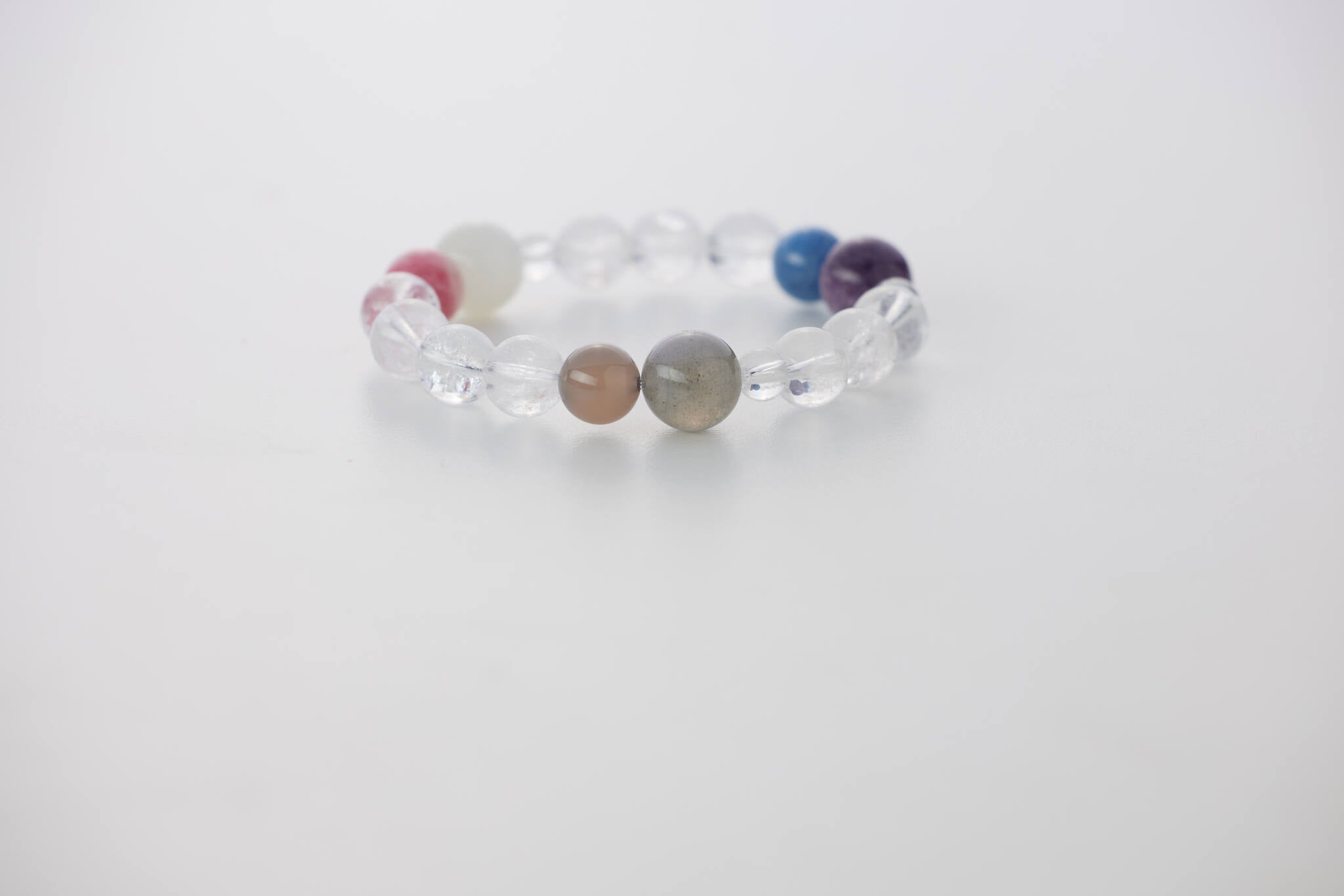 多巴胺光能手鏈｜天然水晶 × 白阿塞晶 × 幻彩系配珠｜情緒設計 ・ 光色能量