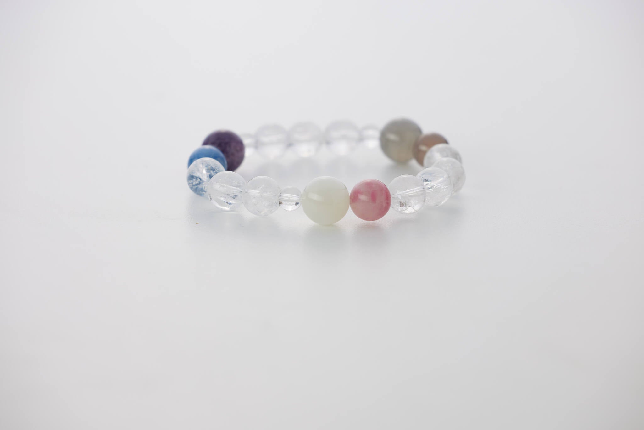 多巴胺光能手鏈｜天然水晶 × 白阿塞晶 × 幻彩系配珠｜情緒設計 ・ 光色能量