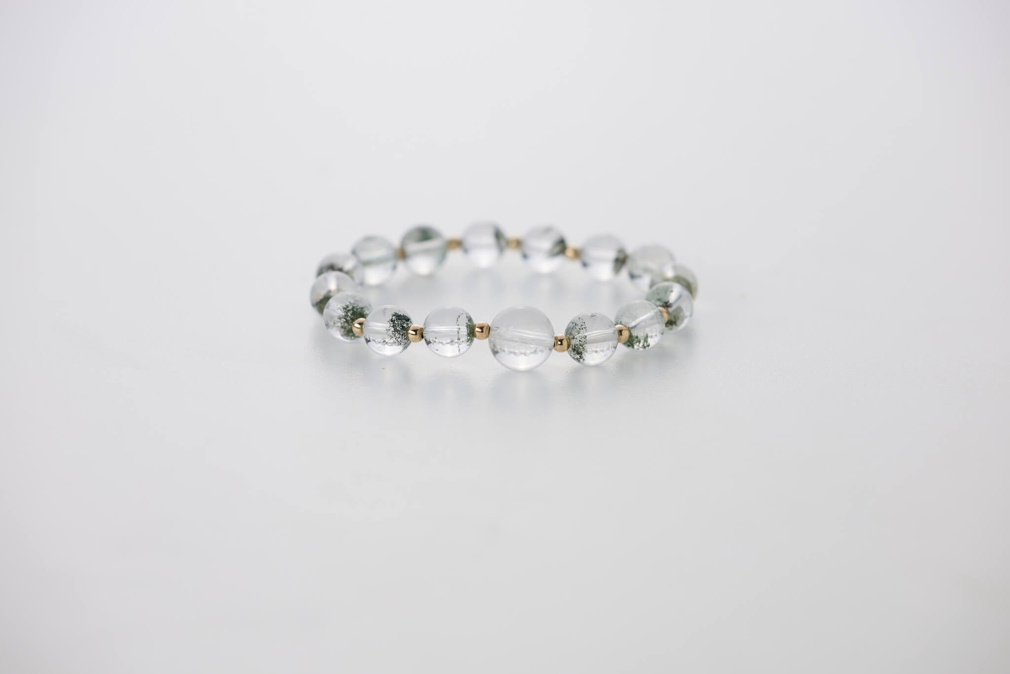 天然綠幽靈水晶聚寶盆手鏈｜6mm×主珠10mm｜招財能量 × 靈性內蘊