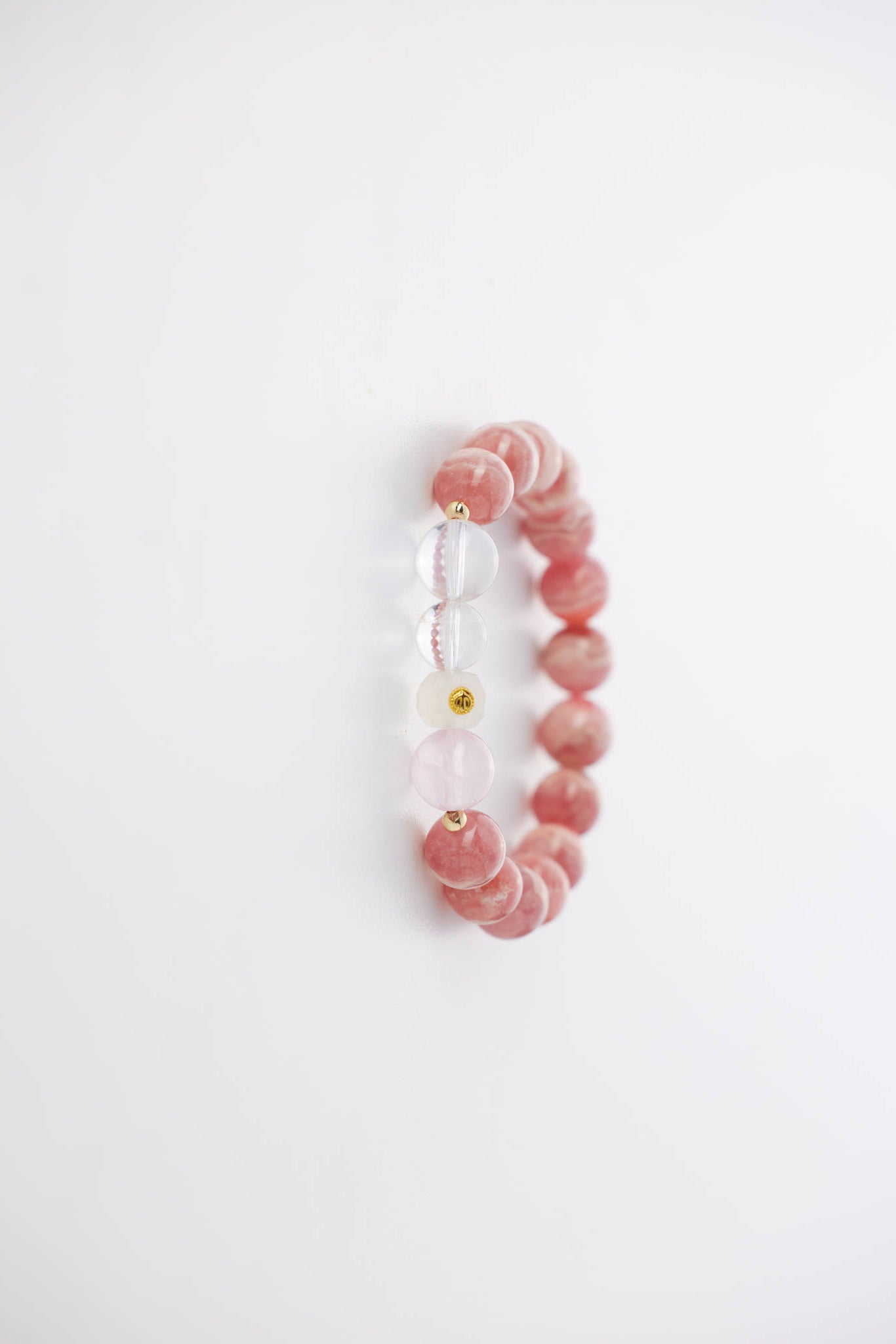 愛情之石｜只為尋找真愛｜蕾絲紅紋石 × 粉水晶 × 荔枝凍 × 白水晶｜ 手鏈／手串