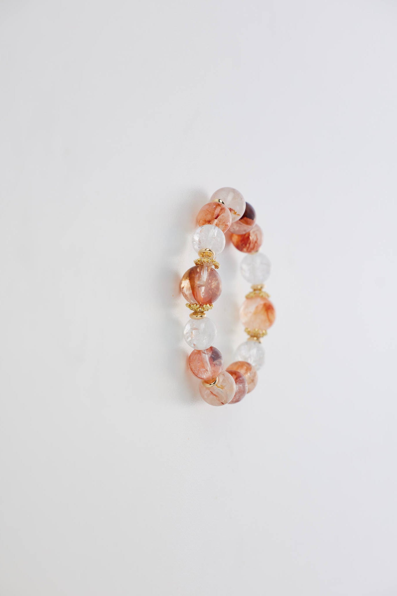 天然紅黃膠花共生 × 喜馬拉雅透體白水晶｜手鏈／手串｜12mm＋10mm｜自然共生晶礦 × 高頻白晶搭配 × 每條皆為唯一風景晶