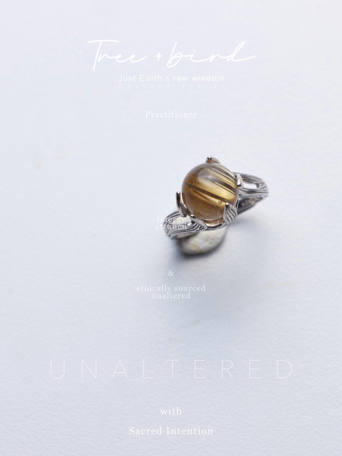 鈦晶金髮晶純銀轉轉戒指｜獨一無二含鑒定書｜ 戒圍可調