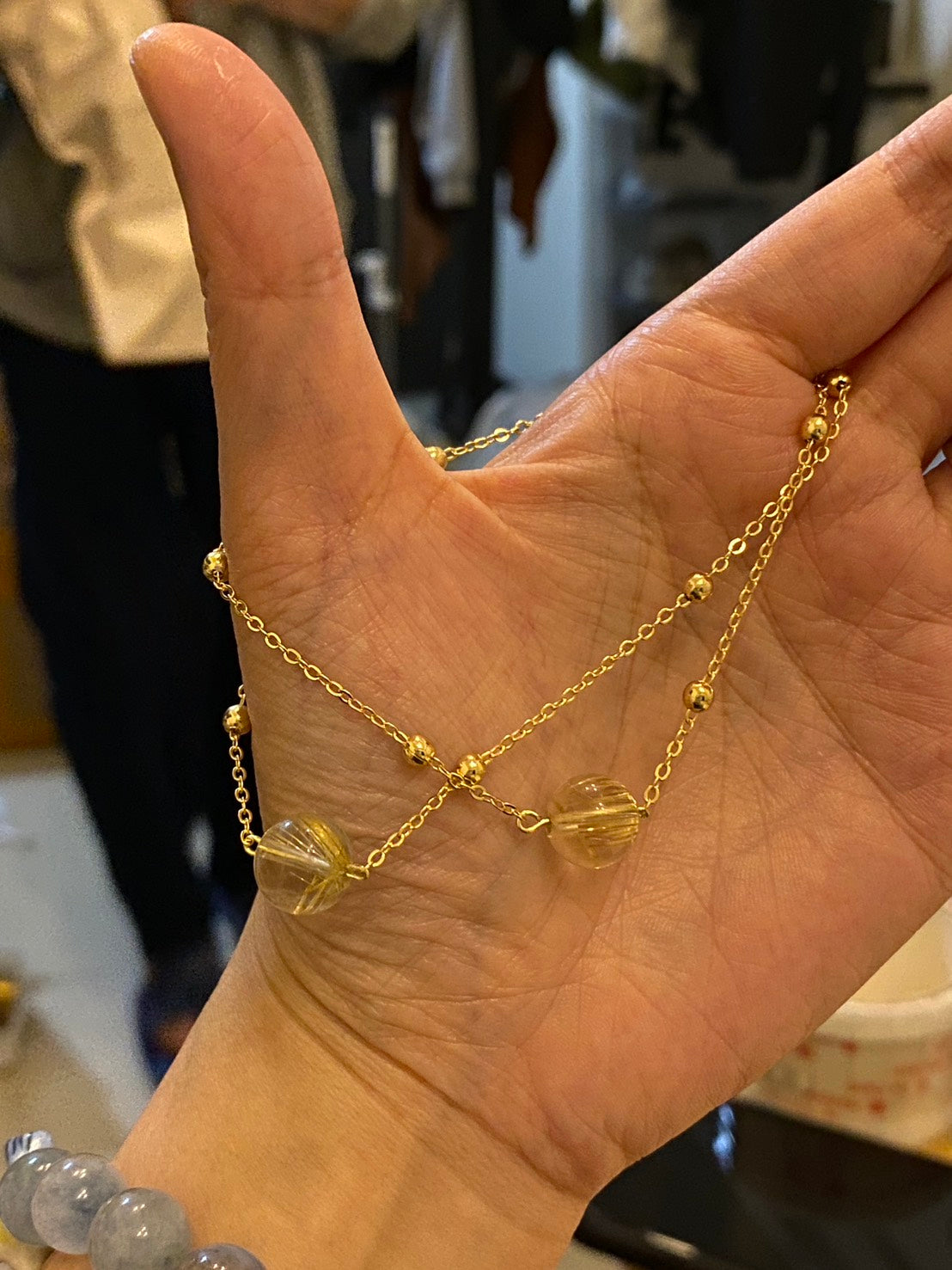 金髮晶鈦晶維納斯純淨透體手鏈｜14K鍍金設計｜招財納福 •提升能量頻率