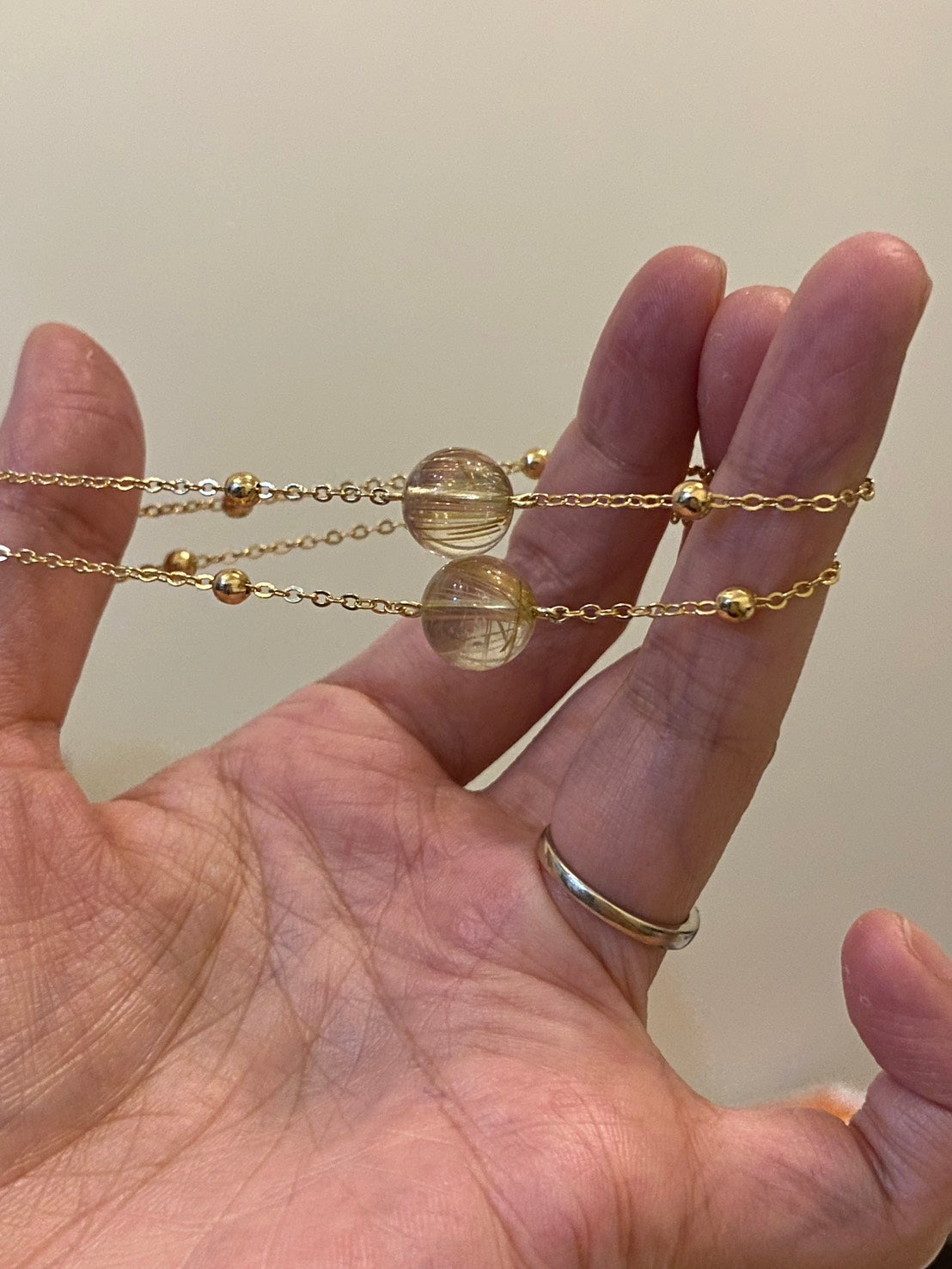 金髮晶鈦晶維納斯純淨透體手鏈｜14K鍍金設計｜招財納福 •提升能量頻率