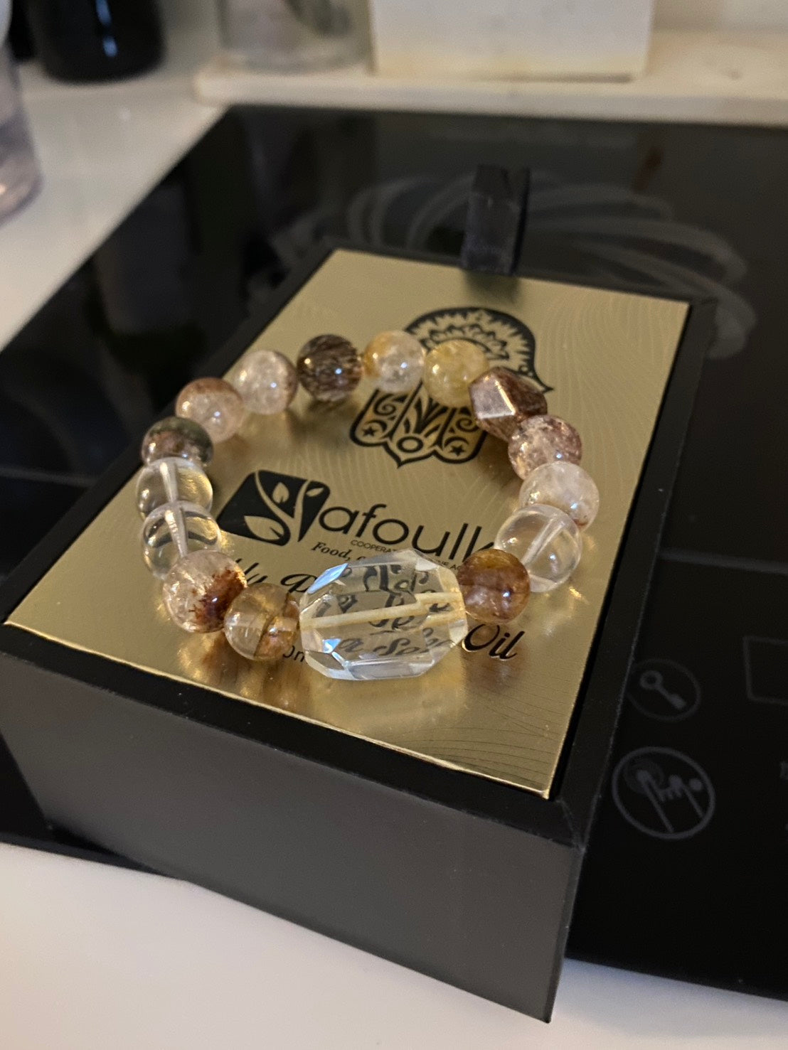 明清高古天然水晶手鏈｜白水晶 × 黃膠花 × 金髮晶 × 四季幽靈 × 黑金超七