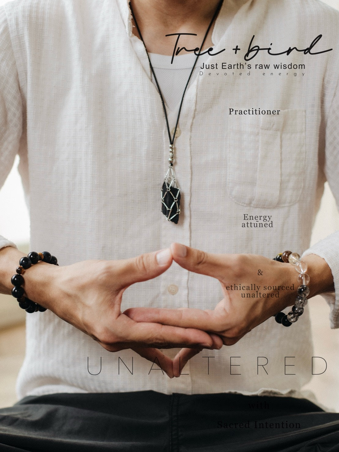 純鋼水晶原石網袋項鍊｜可自由更換原石