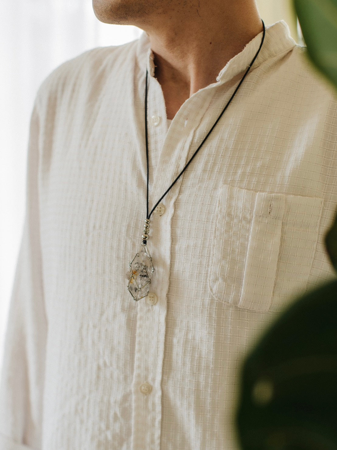 純鋼水晶原石網袋項鍊｜可自由更換原石