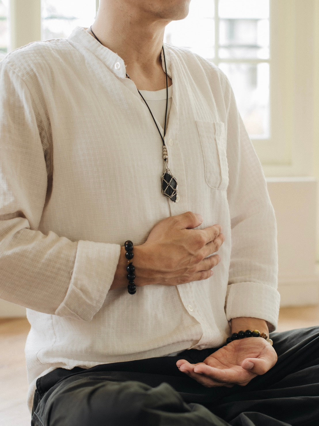 純鋼水晶原石網袋項鍊｜可自由更換原石