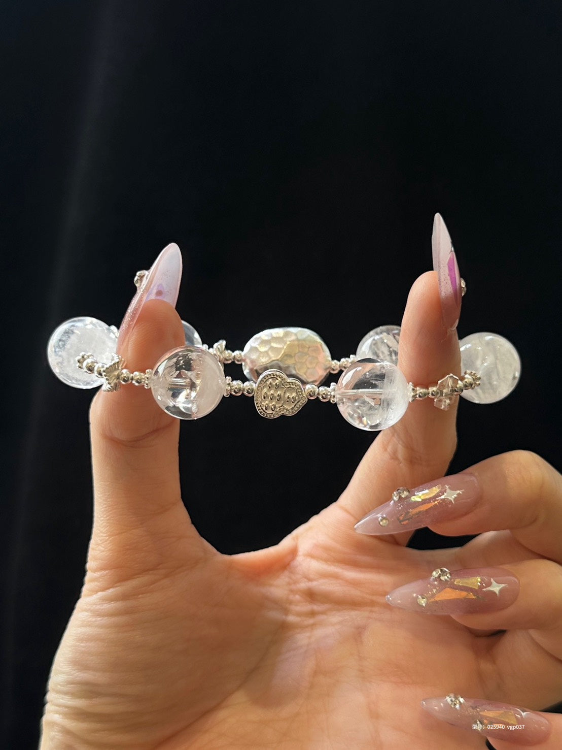 高貨透體白幽靈半盆水晶手鏈｜14.5mm × 純銀配飾｜ 靈性升頻 × 聚氣納寶之選