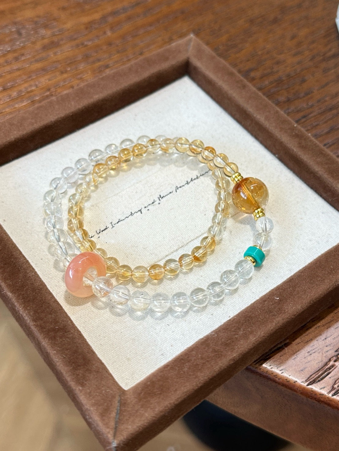 天然黃塔晶X白水晶順圈招財X淨化手鏈手串 ｜配珠｜雙圈款12-6mm