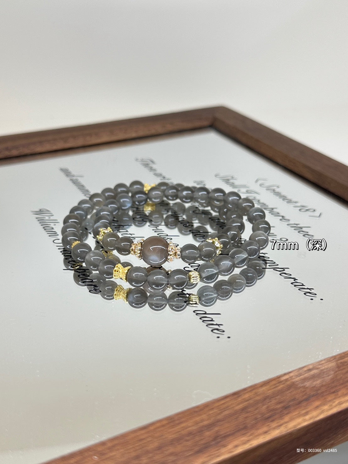 天然灰月光雙圈手鍊｜5mm淺灰×深灰｜「好好睡」靜心安眠系列